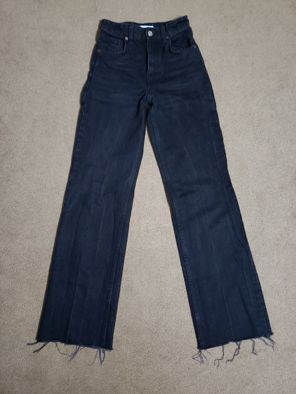 Zara - Black Wide-Leg Flared Jeans